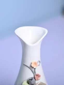 Floral Delight - White Asymmetrical Vase