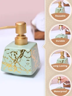 Fresh Cyan Rectangle Ceramic Soap Dispenser