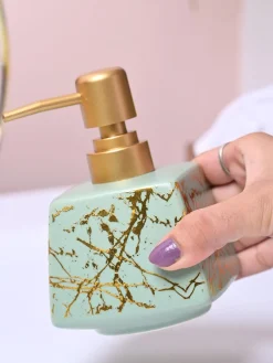 Fresh Cyan Rectangle Ceramic Soap Dispenser