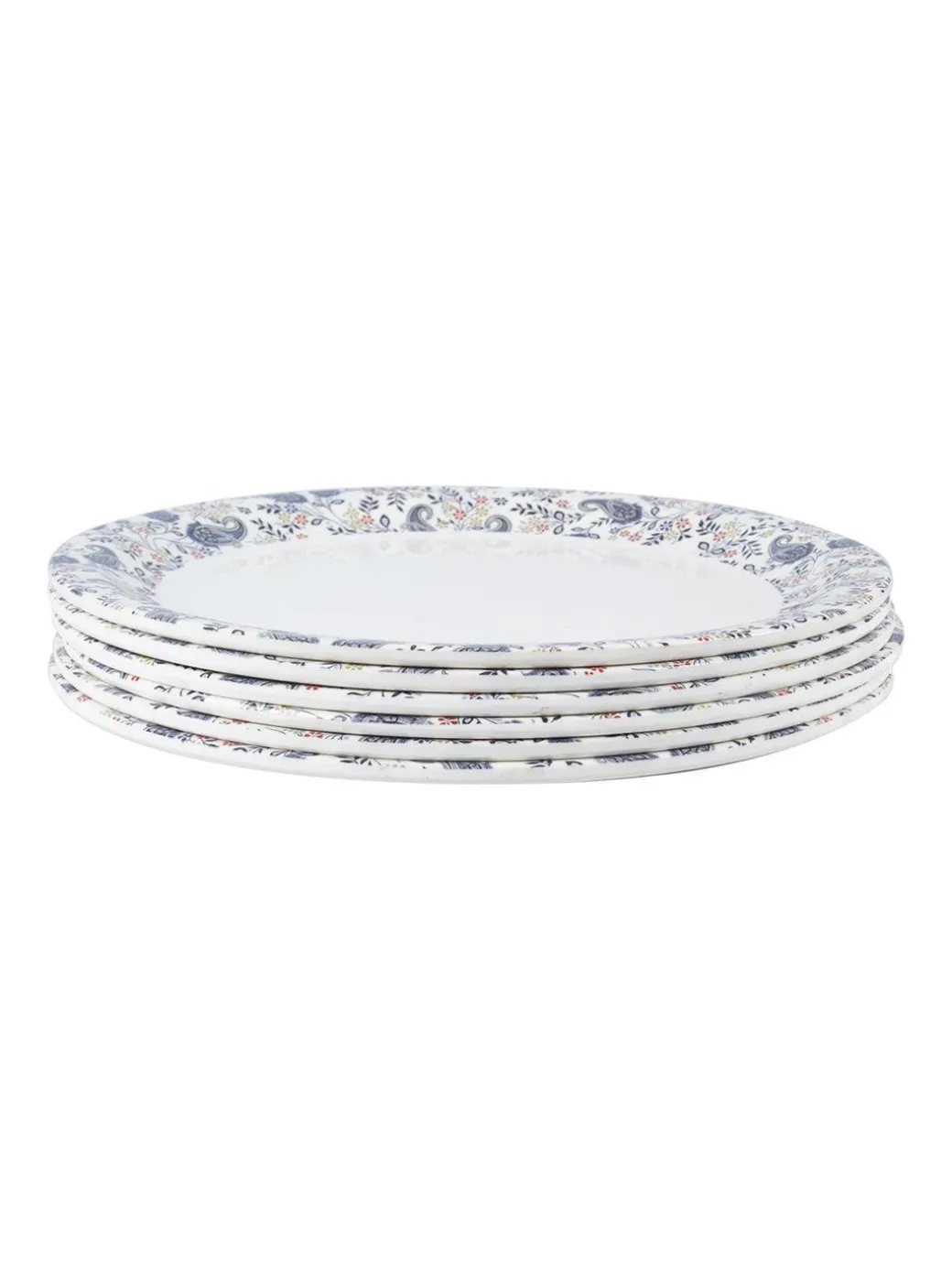 Full Plate Set Of 6, White & Blue