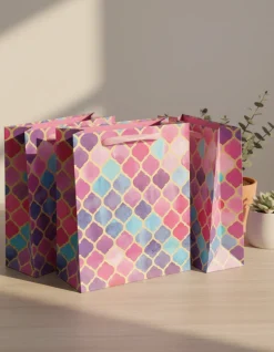 Gift Bag, Clover Print, Small, Paper Bag, Multicolor, Paper, Set of 3