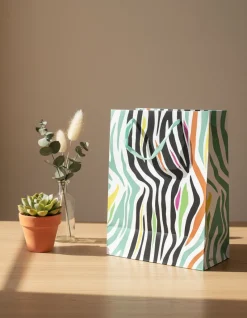 Gift Bag, Zebra Print, Paper Bag, Medium, Multicolor, Paper, Set of 3