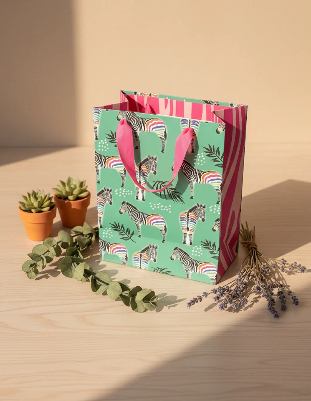Gift Bag, Zebra Print, Paper Bag, Small, Multicolor, Paper, Set of 3