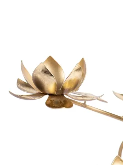 Gold 3In1 Glass Flower Tea Light Candle Holder