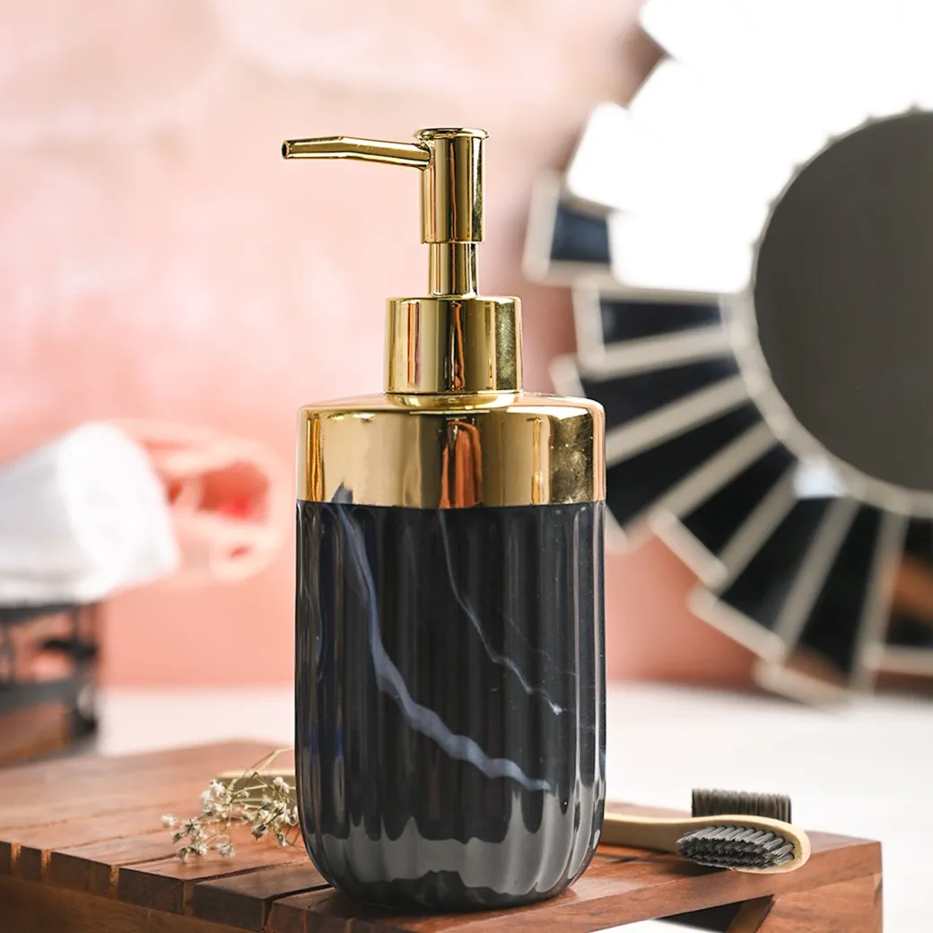 Golden + Ribbed Soap Dispenser