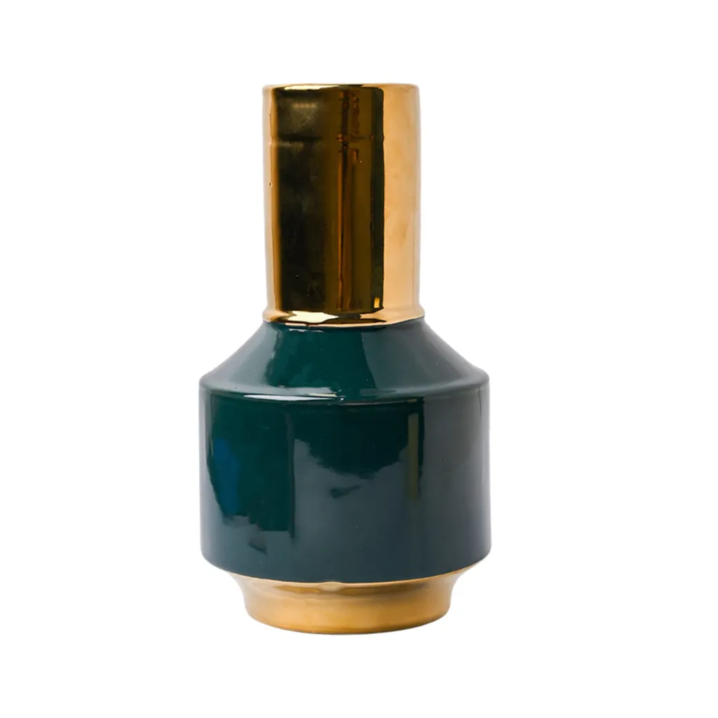 Golden & Teal Plain Ceramic Vase
