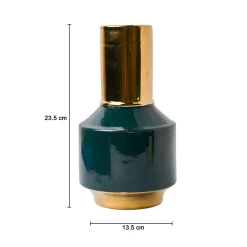 Golden & Teal Plain Ceramic Vase
