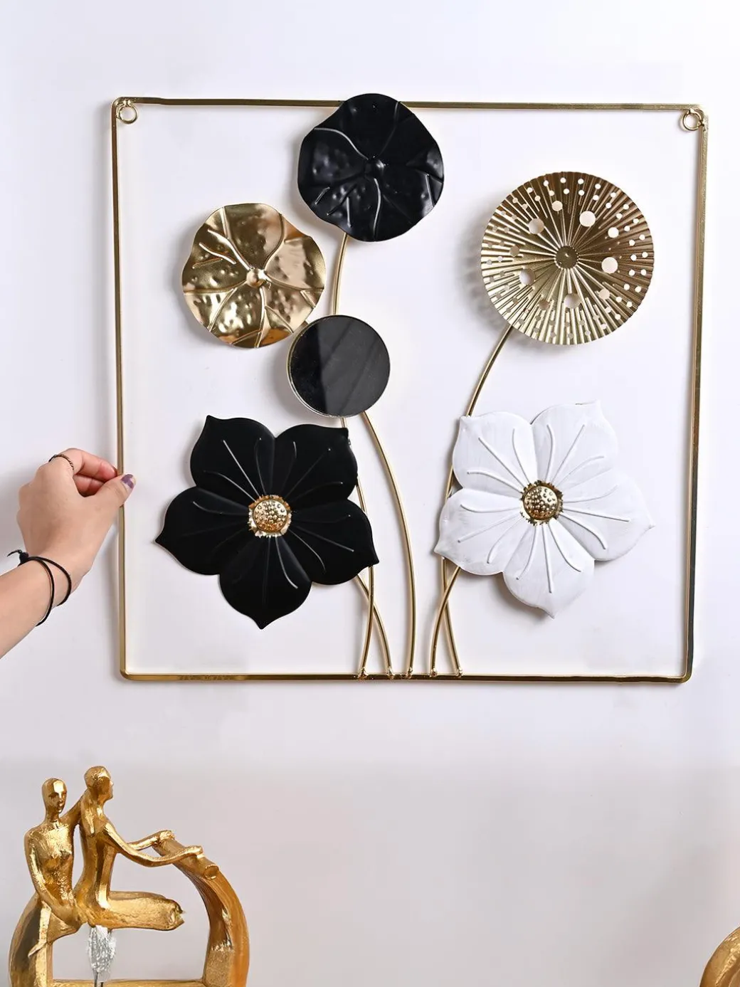 Golden and Black Flower Wall Plaque