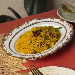 Golden Edge Glazed Serveware Dish