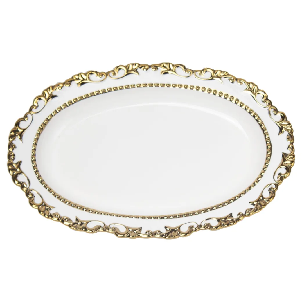 Golden Edge Glazed Serveware Dish