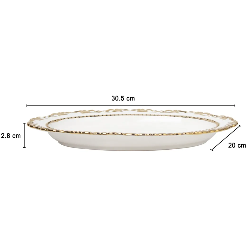 Golden Edge Glazed Serveware Dish