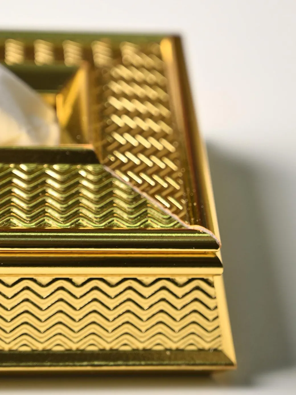 Golden Elegance Tissue Box - Rectangle Shape