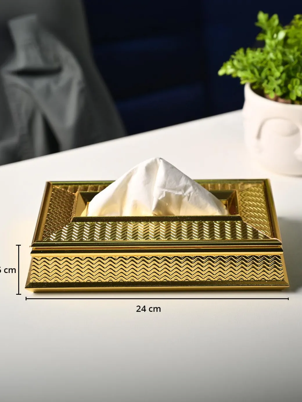 Golden Elegance Tissue Box - Rectangle Shape