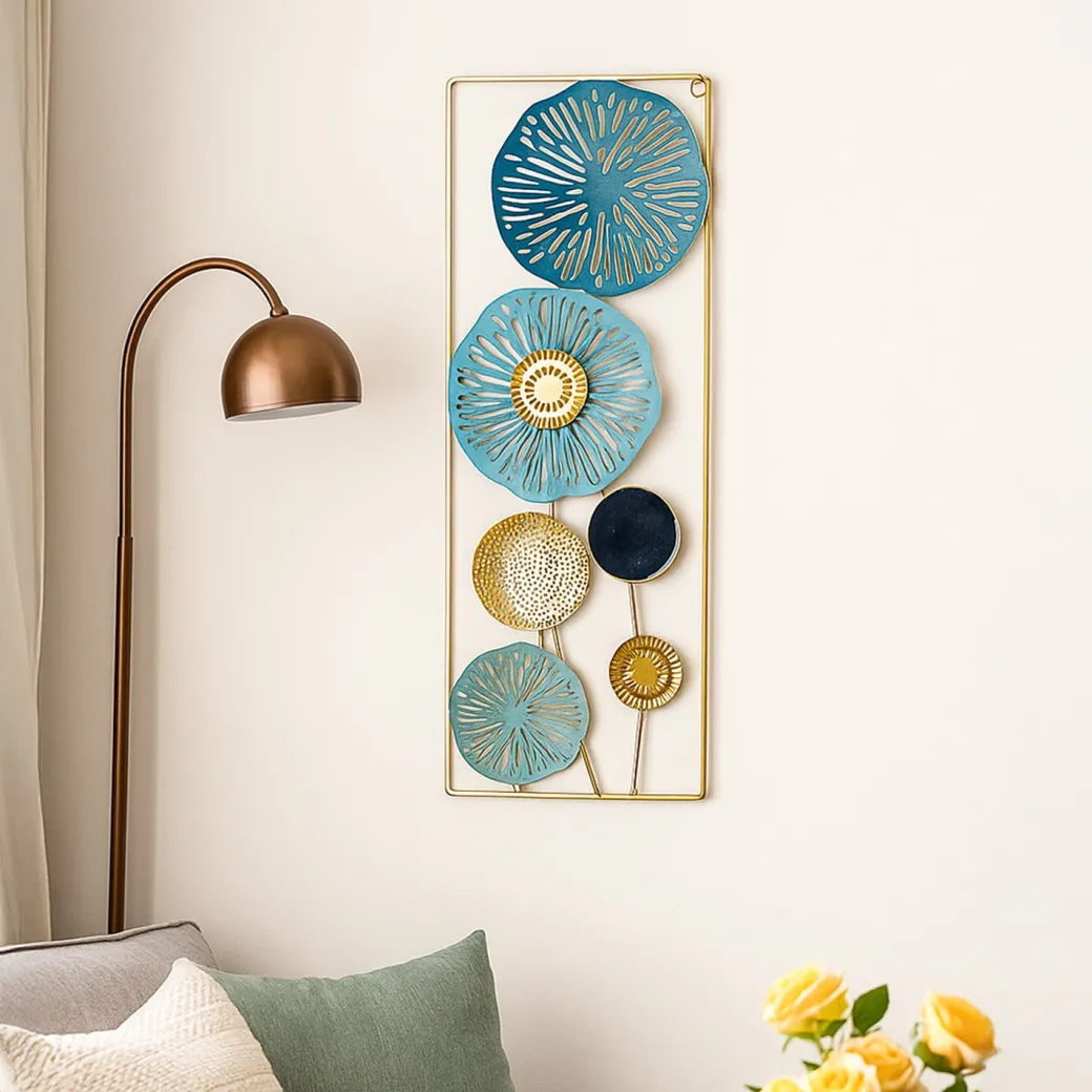Golden Floral Rectangular Wall Plaque