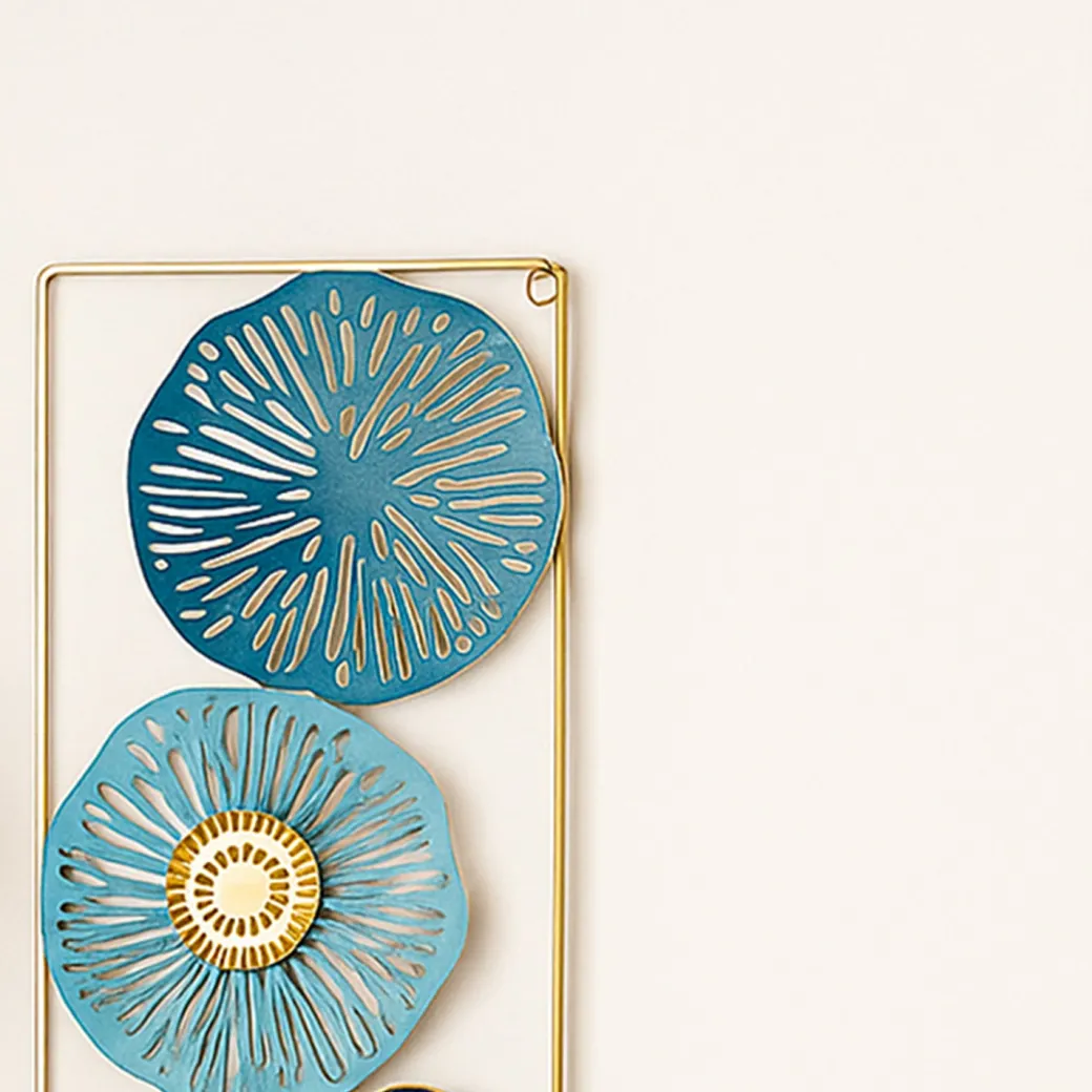 Golden Floral Rectangular Wall Plaque