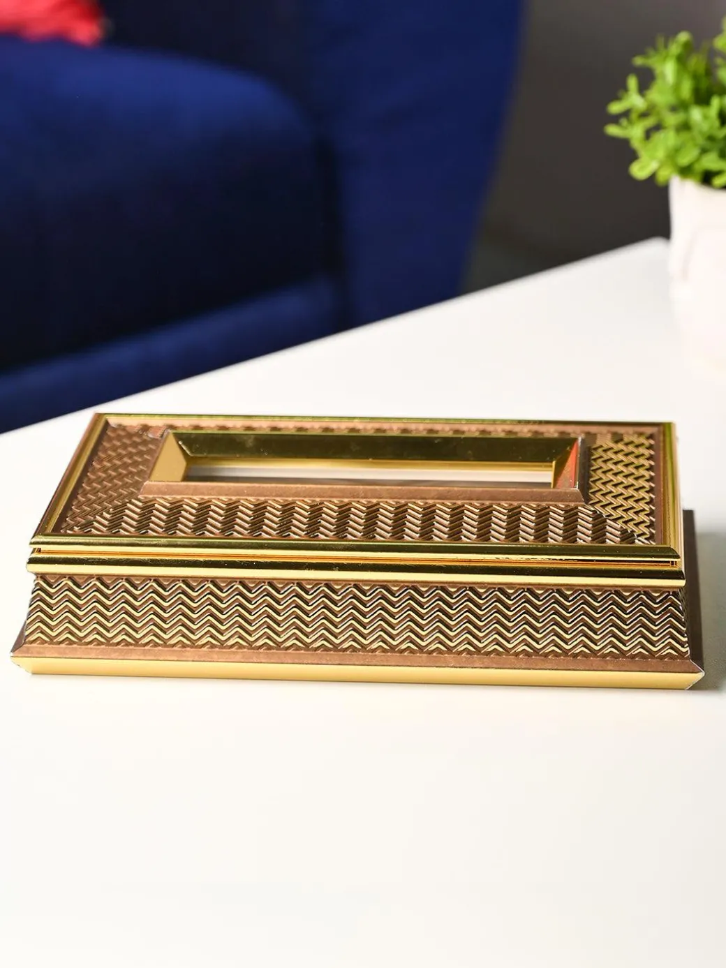 Golden Glow Tissue Box - Rectangle Shape