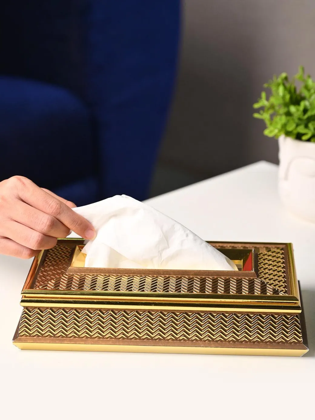 Golden Glow Tissue Box - Rectangle Shape
