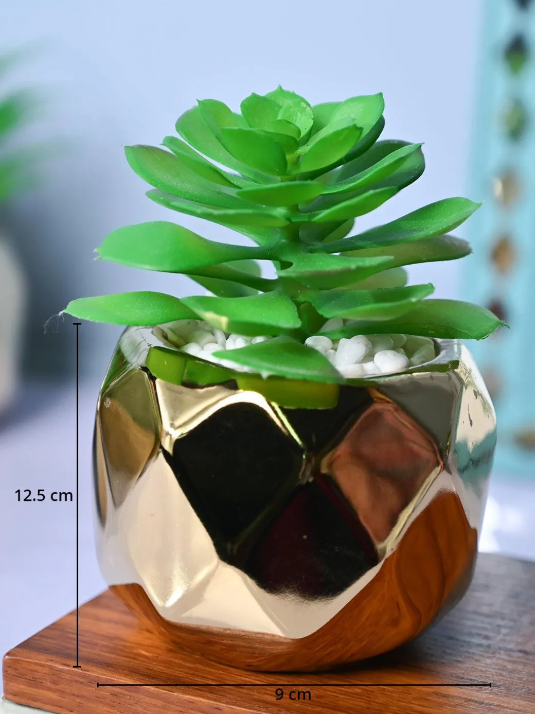 Golden Lattice - Artificial Plant in Ceramic Pot