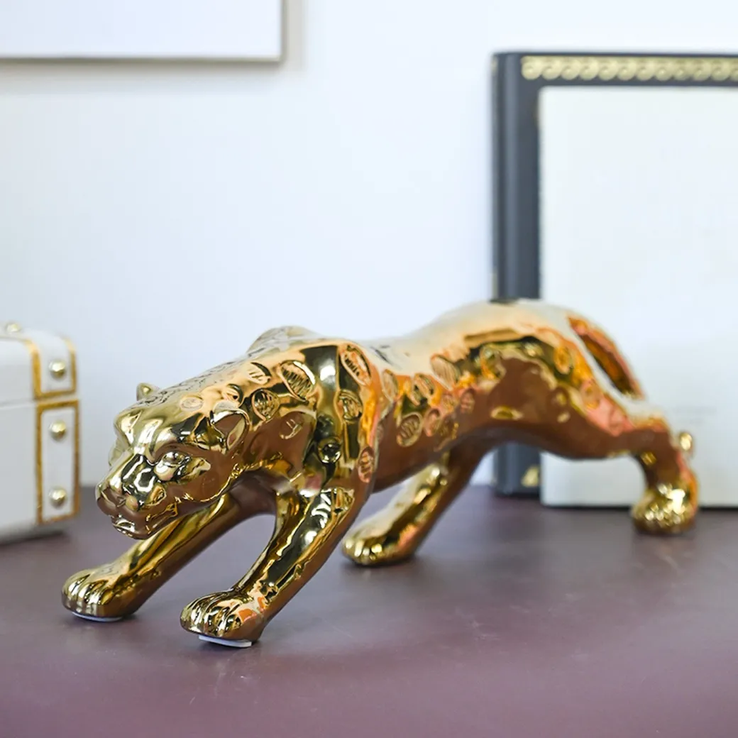 Golden Leopard Statue Figurine