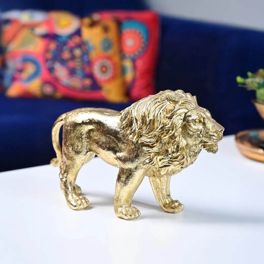 Golden Lion Decor Object - Regal Brilliance