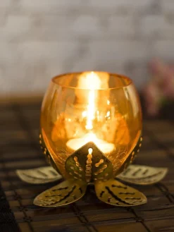 Golden Lotus Tea Light Holder