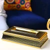 Golden Luxe Tissue Box - Rectangle Shape