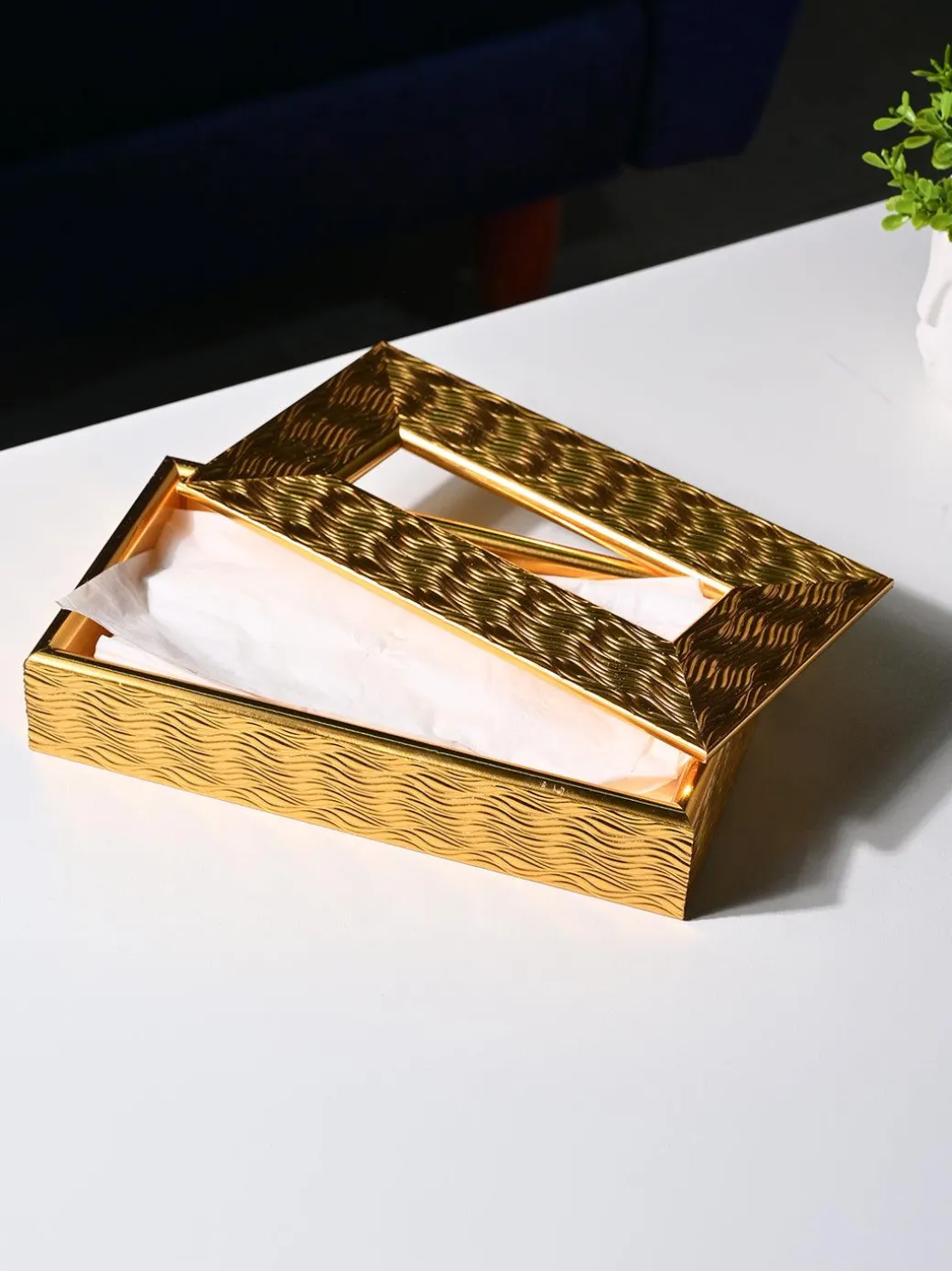 Golden Radiance Tissue Box - Rectangle Shape