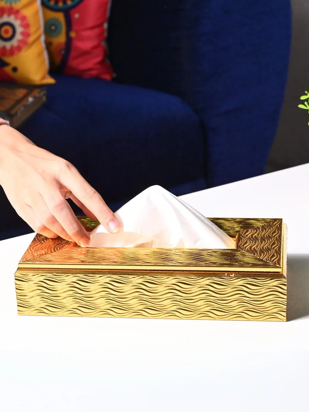 Golden Radiance Tissue Box - Rectangle Shape