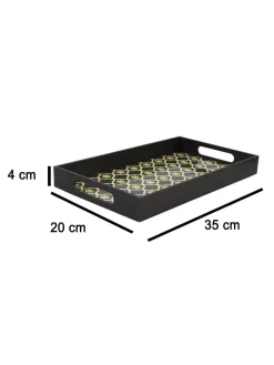 Green & Black Rectangular Tray with handle - Market99