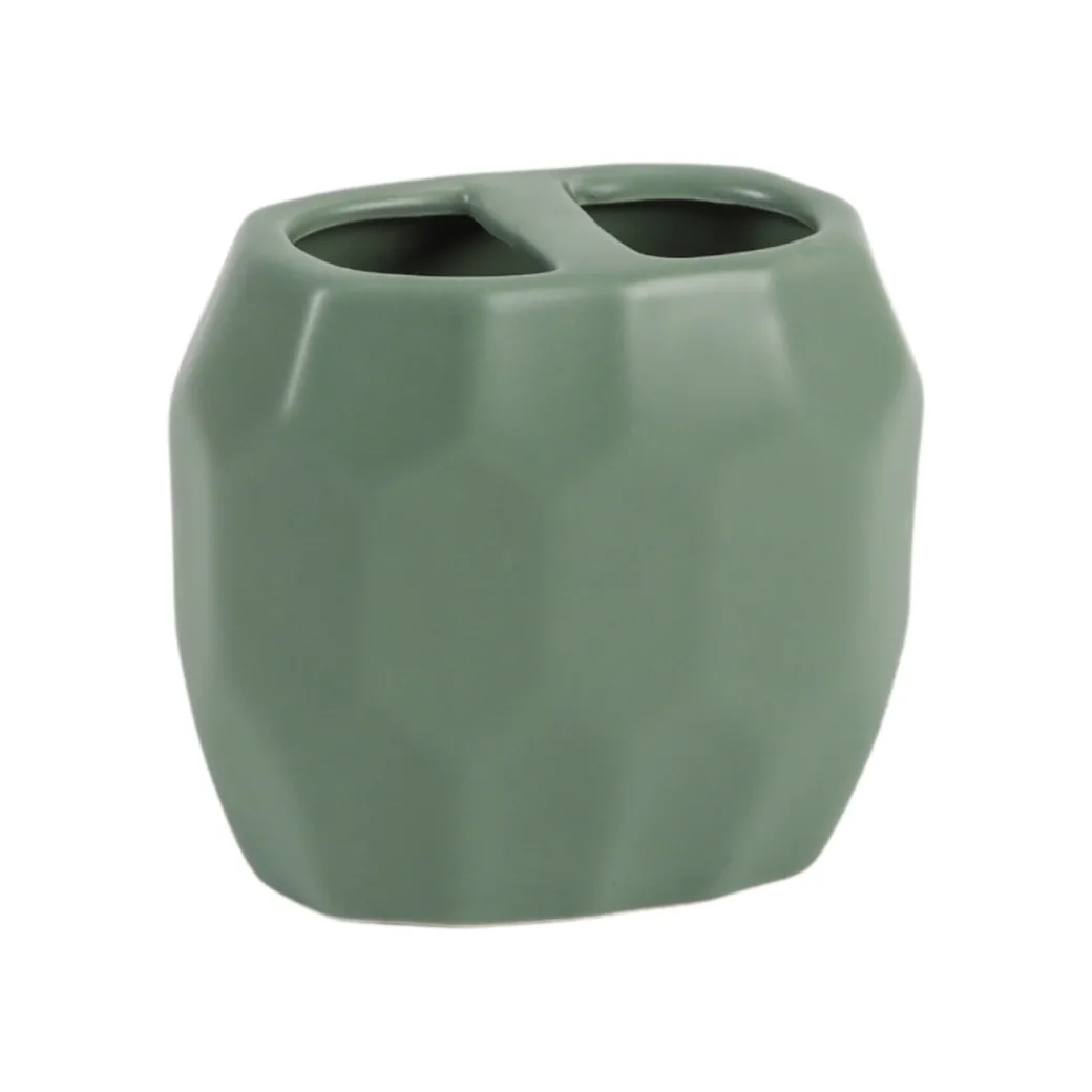 Green Ceramic Bathroom Set Of 4 - Stone Finish, Bath Accessories