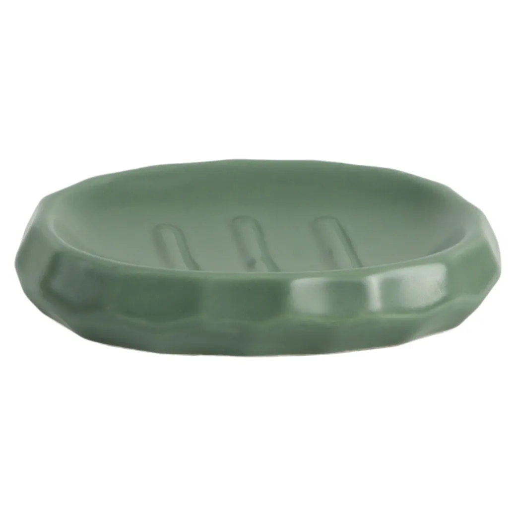 Green Ceramic Bathroom Set Of 4 - Stone Finish, Bath Accessories
