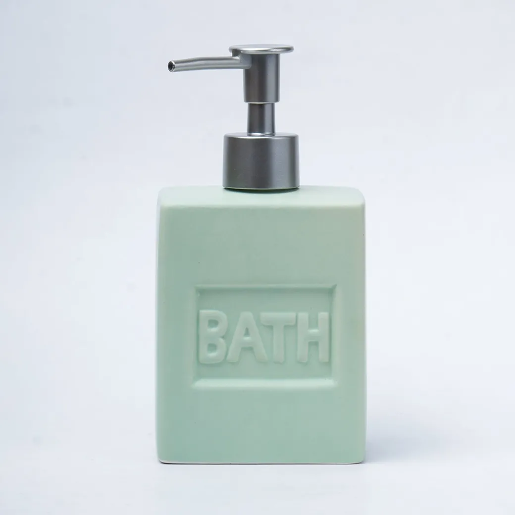 Green Ceramic Liquid Soap Dispenser - Plain, Bath Accessories