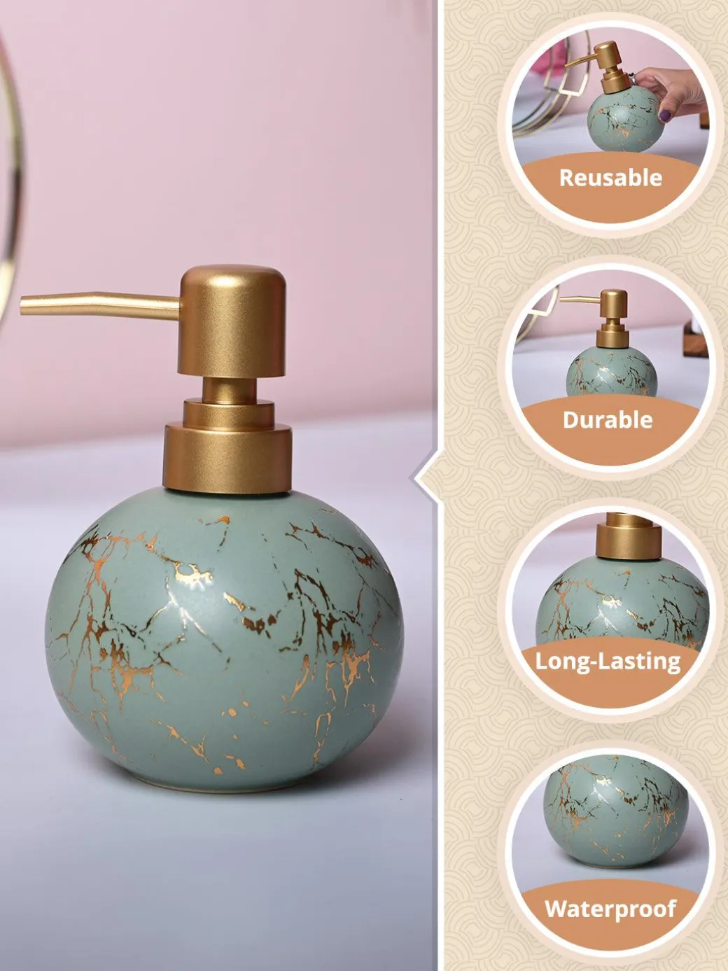 Green Ceramic Soap Dispenser