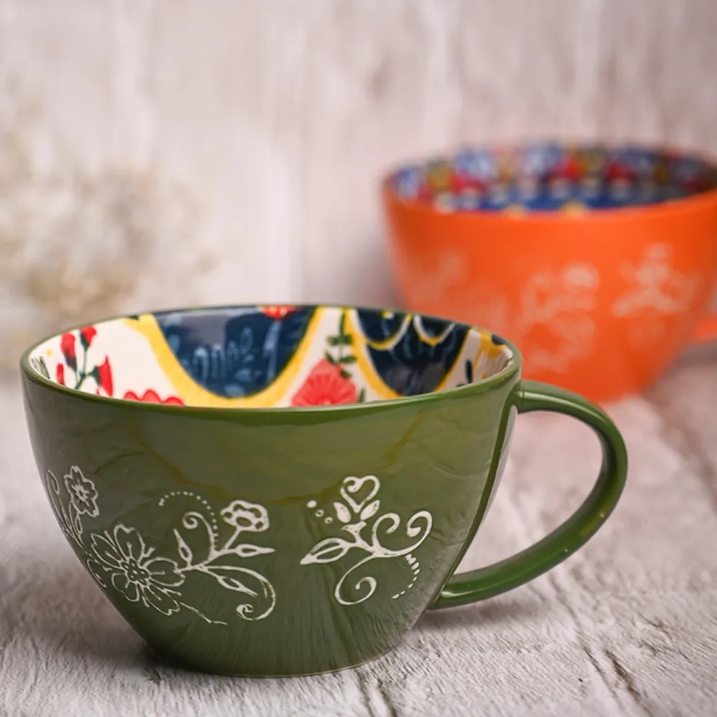 Green Floral 480ml Cup