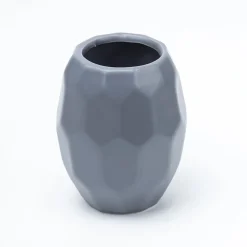 Grey Ceramic Bathroom Set Of 4 - Hexagonal Pattern, Bath Accessories