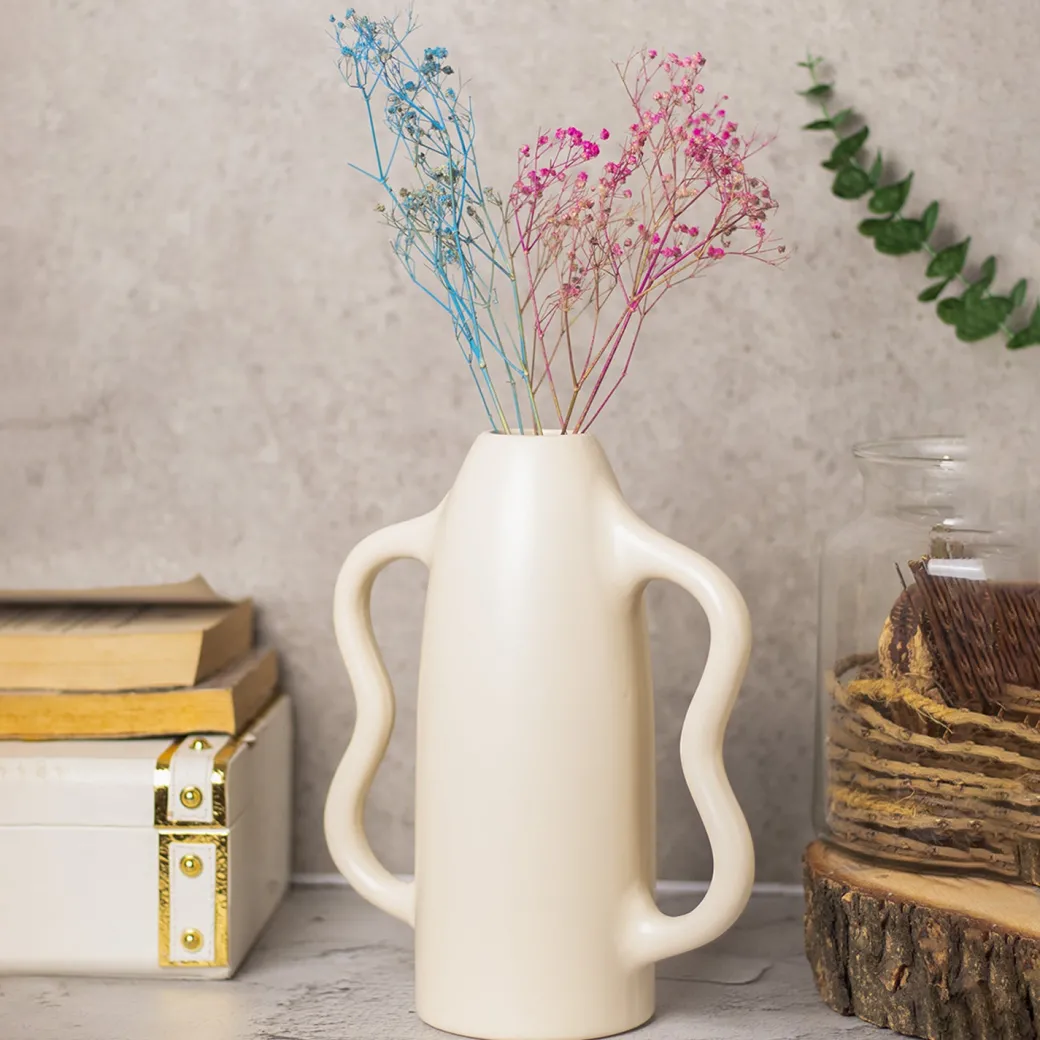 Grey Ceramic Curvy Vase - Curvy, Flower Holder