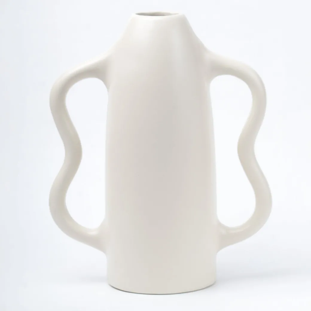 Grey Ceramic Curvy Vase - Curvy, Flower Holder