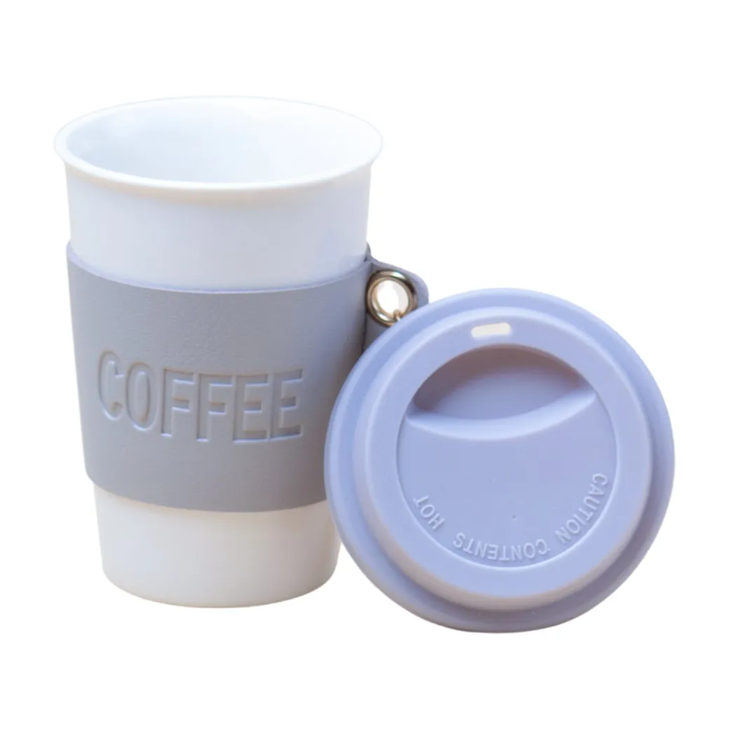 Grey Ceramic Sipper - Leather Grip, 350 Ml