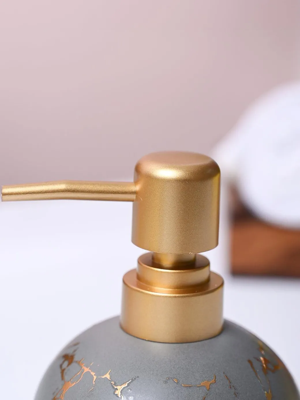Grey Ceramic Soap Dispenser