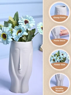 Grey Face Design Ceramic Vase