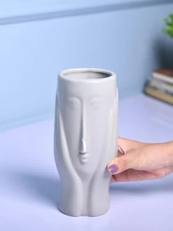 Grey Face Design Ceramic Vase