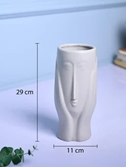 Grey Face Design Ceramic Vase