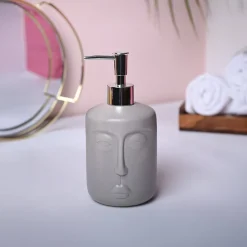 Grey Matte Face Soap Dispenser - Cylindrical Shape