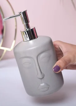 Grey Matte Face Soap Dispenser - Cylindrical Shape