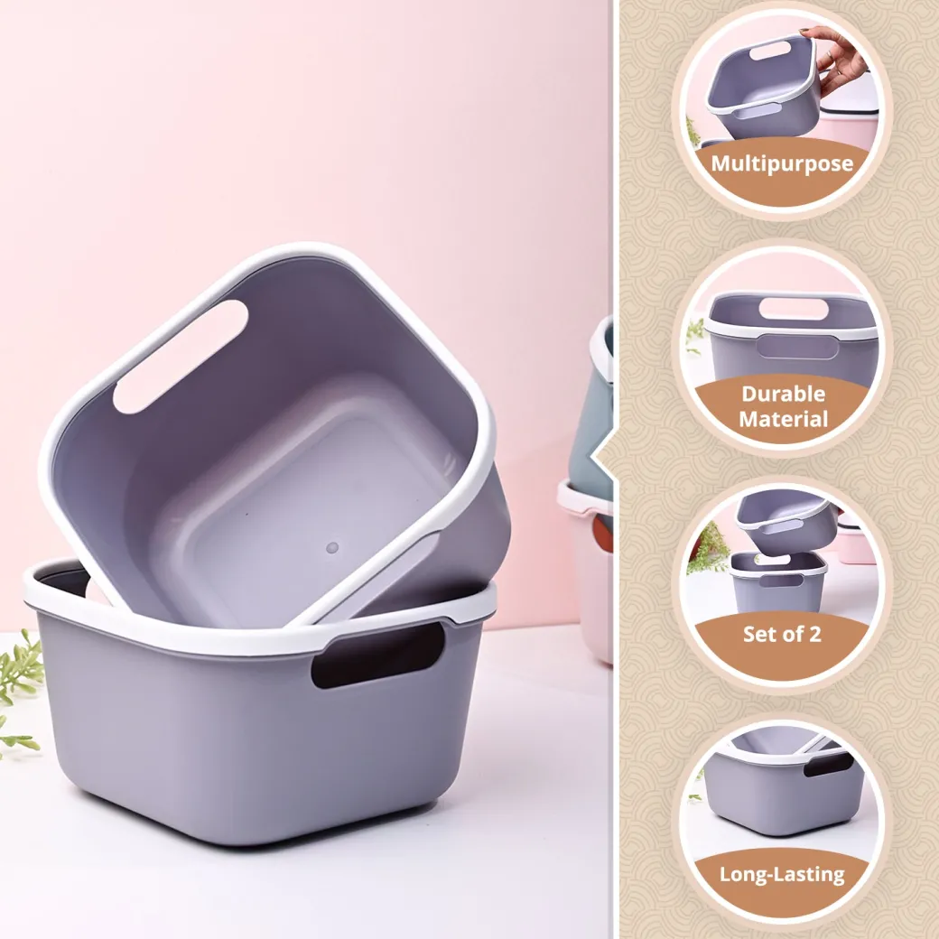 Grey Square Baskets (Set of 2)