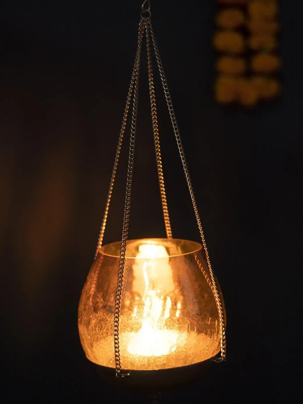 Hanging Gold Glass Flower Candle Holder
