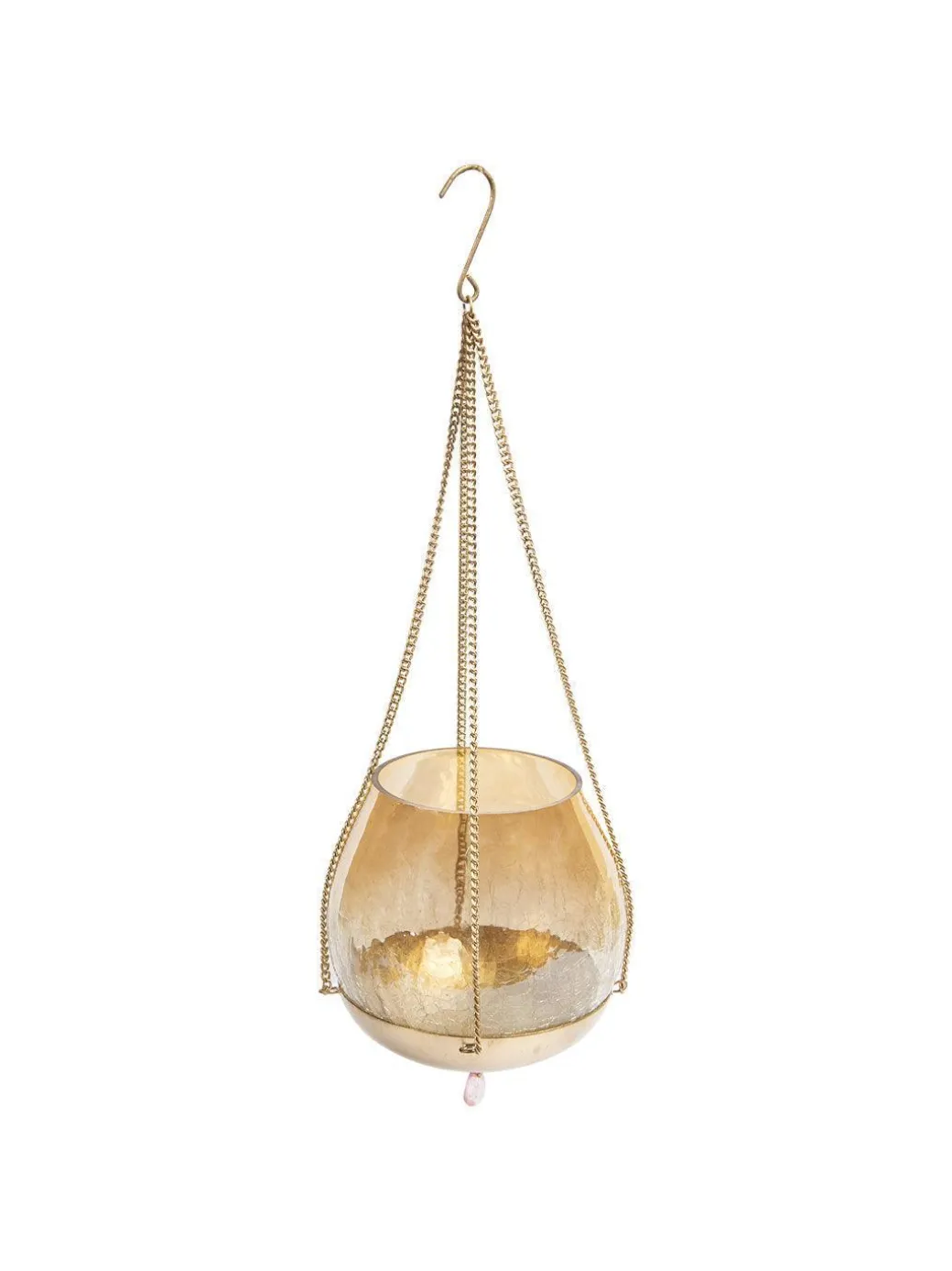 Hanging Gold Glass Flower Candle Holder