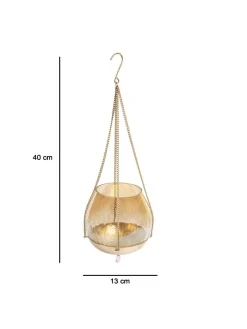 Hanging Gold Glass Flower Candle Holder
