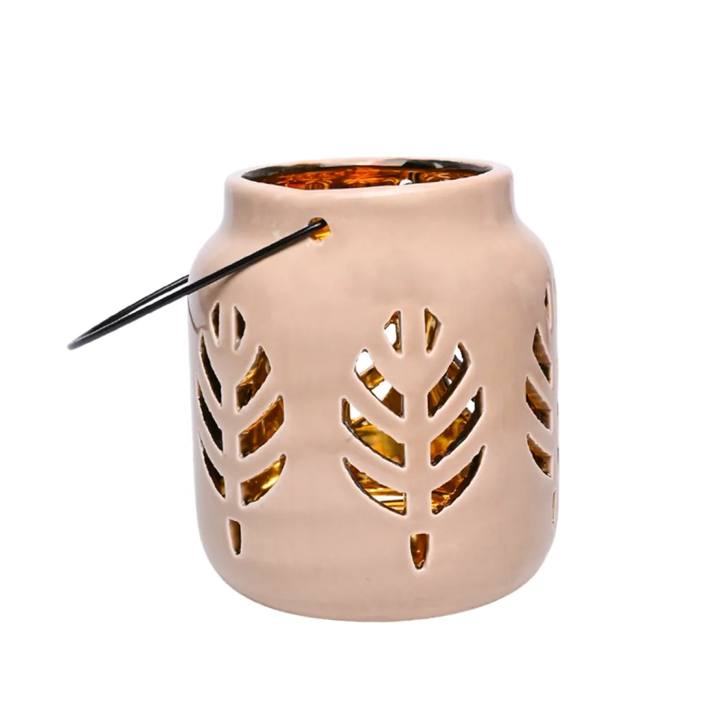 Hanging Tealight Holder - Ceramic & Brown