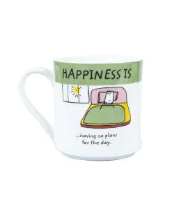 'HAPPINESS IS' Ceramic Coffee Mugs (Set of 4, 340 mL)